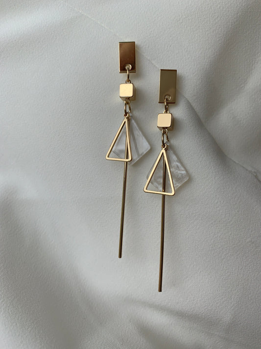 Rose gold color triangle earring